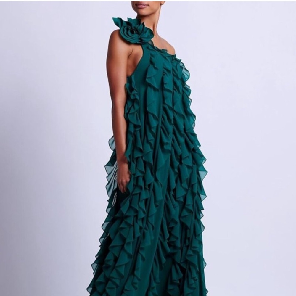 Last time ✨ PatBo Rosette one Shoulder Ruffle Gown - Picture 3 of 8